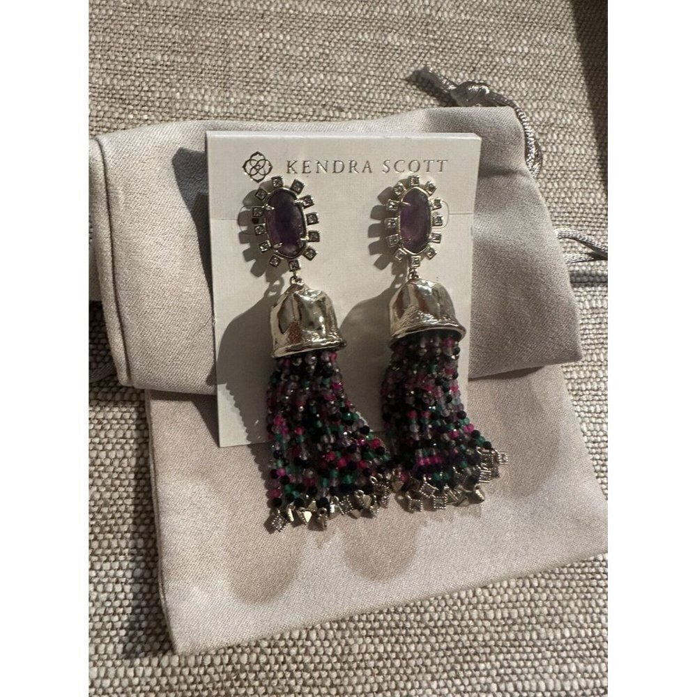 Kendra Scott Decker Beaded Tassel Statement Earrings‎ in Amethyst Mix